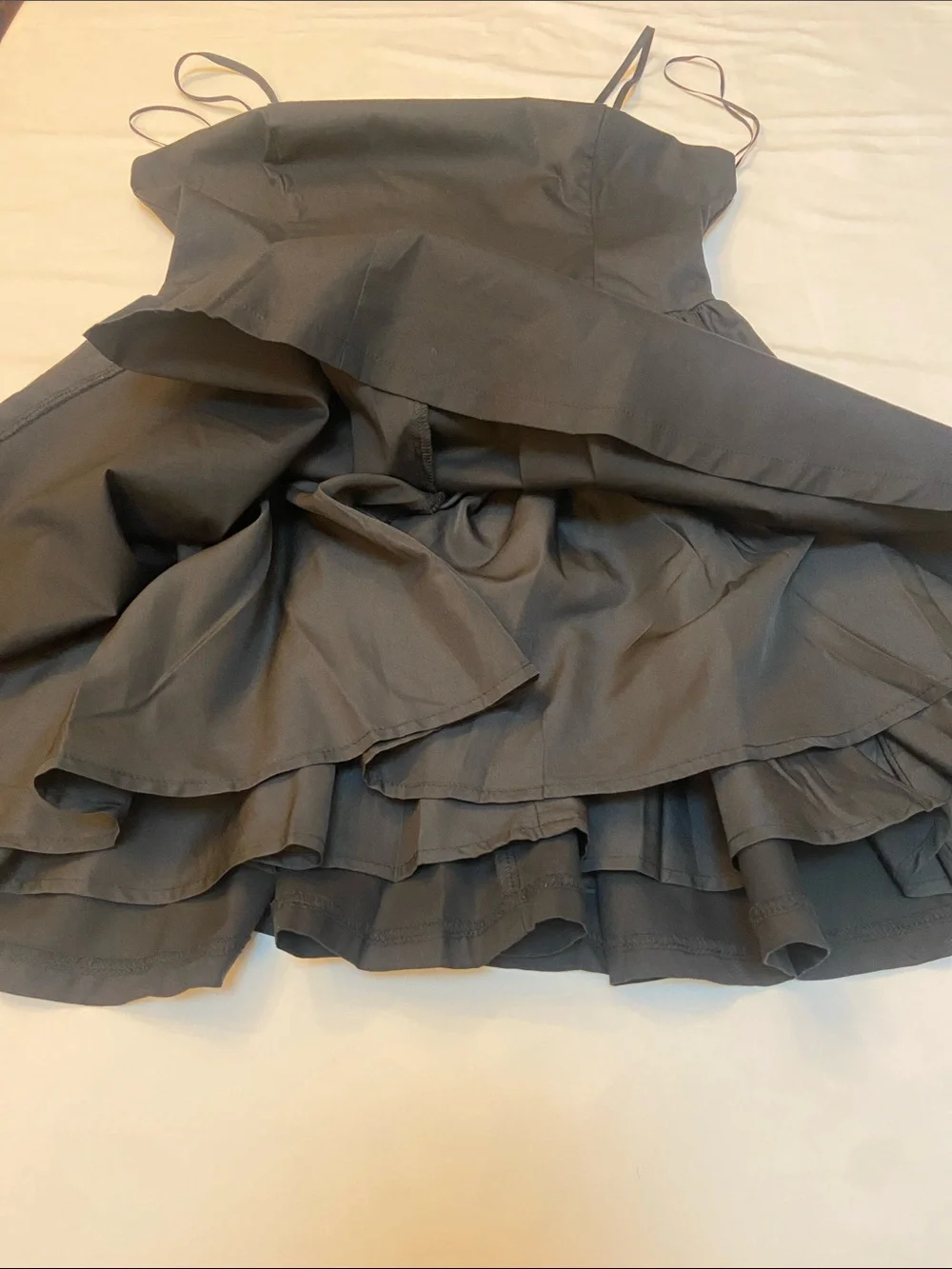 Edgy Black Poplin Mini Dress - Picture 8 of 11